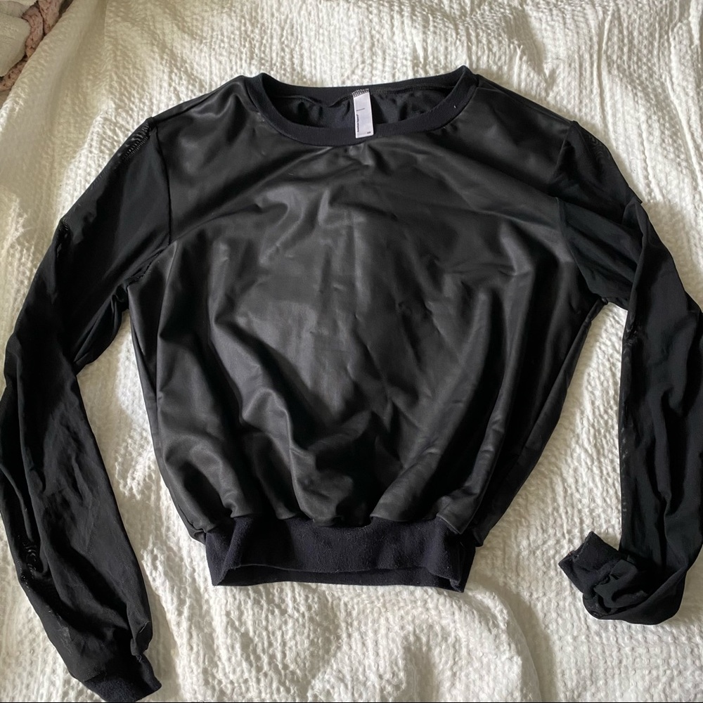 Leather and mesh long sleeve